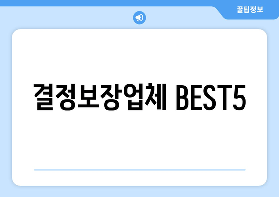 결정보장업체 BEST5