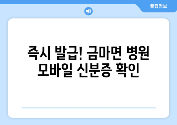 즉시 발급! 금마면 병원 모바일 신분증 확인