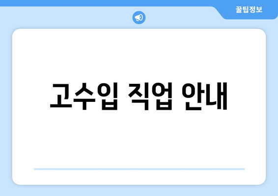 고수입 직업 안내