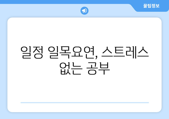 일정 일목요연, 스트레스 없는 공부