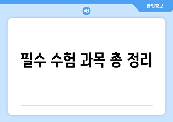 필수 수험 과목 총 정리