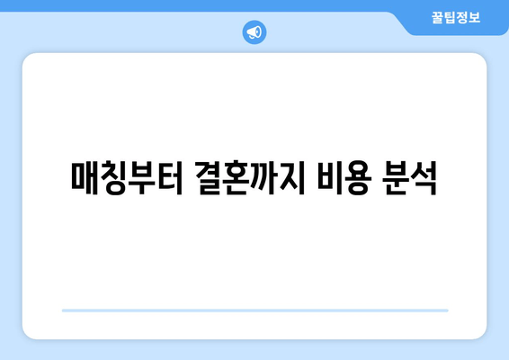 매칭부터 결혼까지 비용 분석