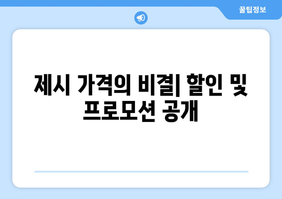 제시 가격의 비결| 할인 및 프로모션 공개