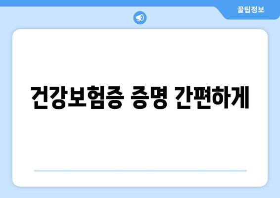 건강보험증 증명 간편하게