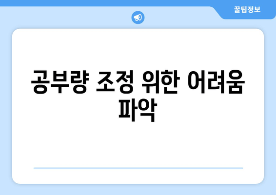 공부량 조정 위한 어려움 파악