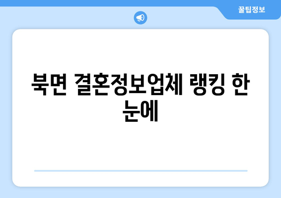 북면 결혼정보업체 랭킹 한 눈에