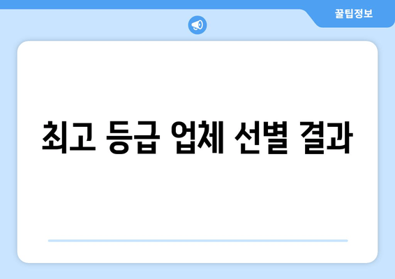 최고 등급 업체 선별 결과