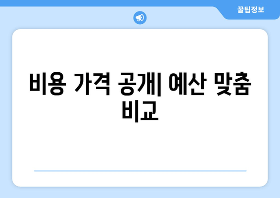 비용 가격 공개| 예산 맞춤 비교