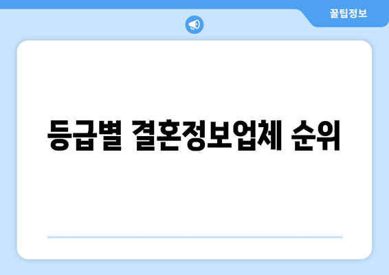 등급별 결혼정보업체 순위