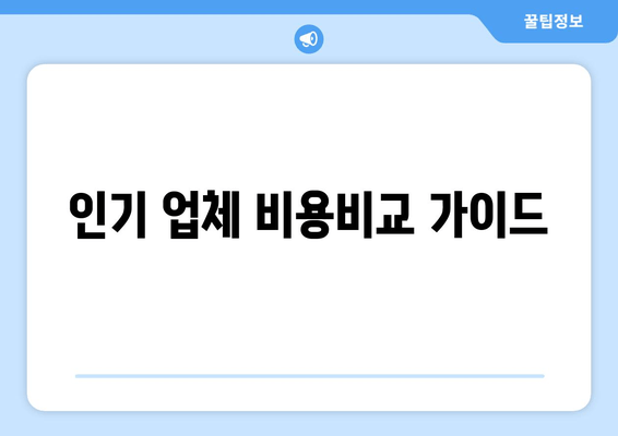 인기 업체 비용비교 가이드