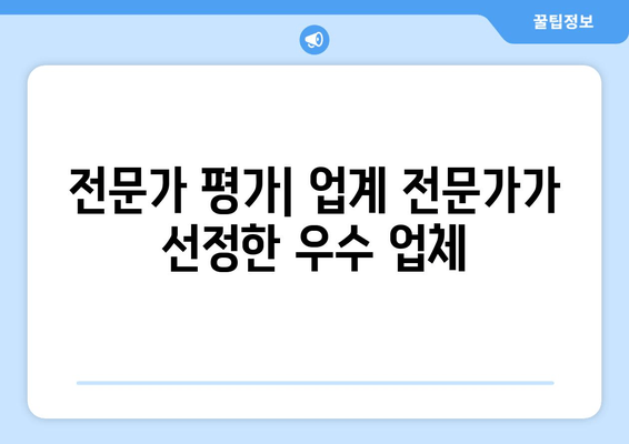 전문가 평가| 업계 전문가가 선정한 우수 업체