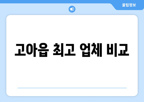 고아읍 최고 업체 비교