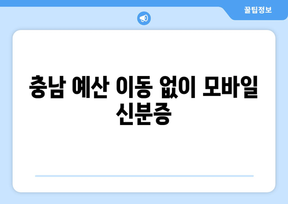 충남 예산 이동 없이 모바일 신분증