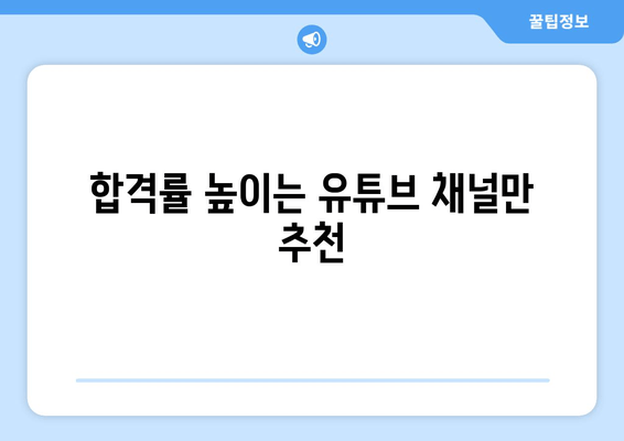 합격률 높이는 유튜브 채널만 추천