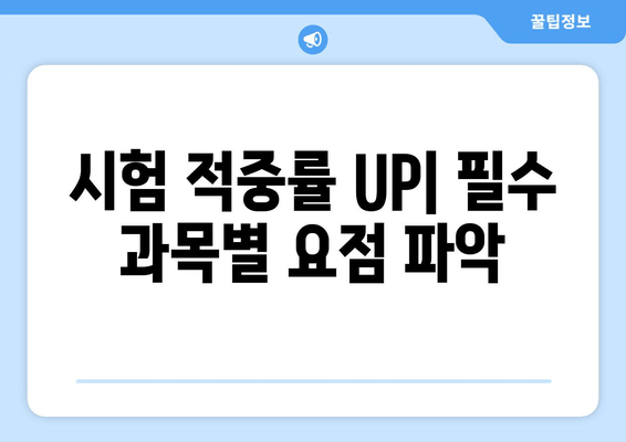 시험 적중률 UP| 필수 과목별 요점 파악