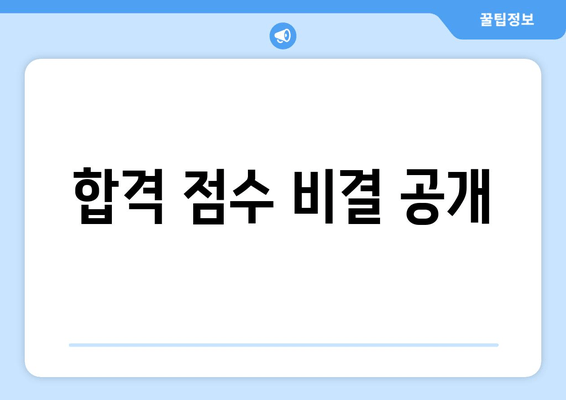 합격 점수 비결 공개