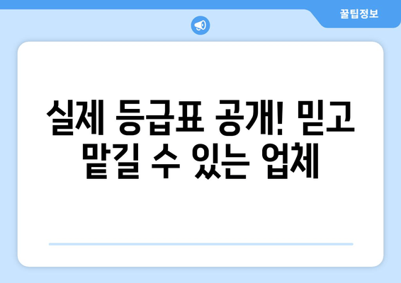 실제 등급표 공개! 믿고 맡길 수 있는 업체