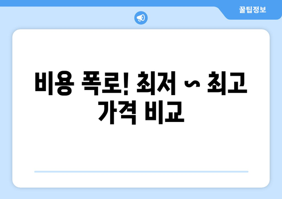 비용 폭로! 최저 ~ 최고 가격 비교