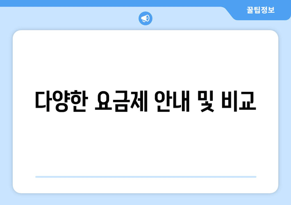 다양한 요금제 안내 및 비교