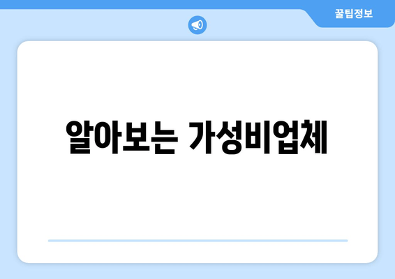 알아보는 가성비업체