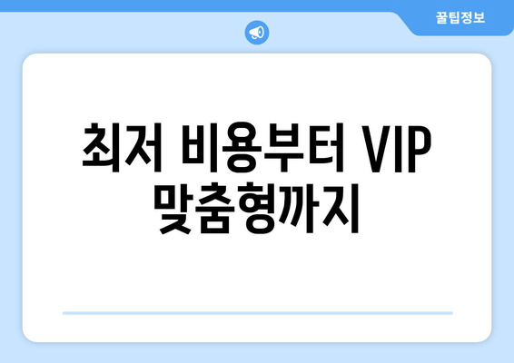 최저 비용부터 VIP 맞춤형까지