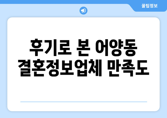 후기로 본 어양동 결혼정보업체 만족도