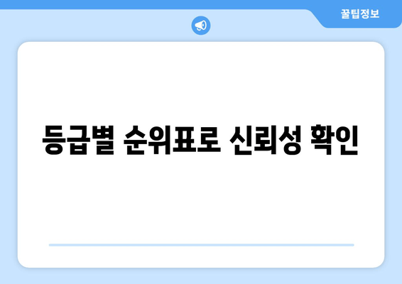 등급별 순위표로 신뢰성 확인