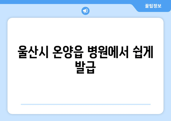 울산시 온양읍 병원에서 쉽게 발급