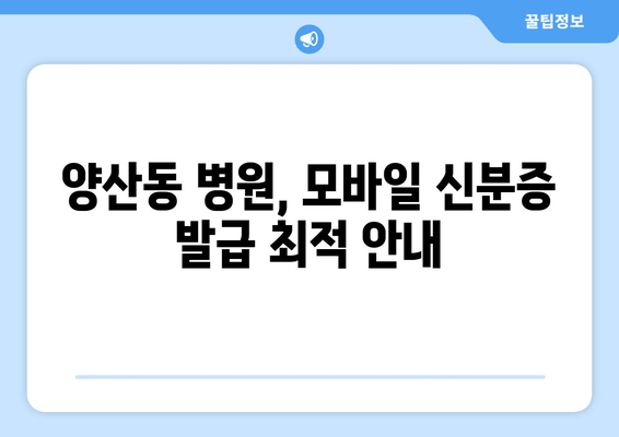 양산동 병원, 모바일 신분증 발급 최적 안내