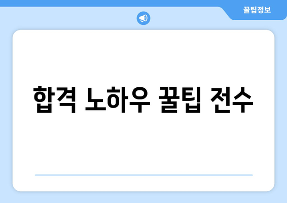 합격 노하우 꿀팁 전수