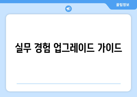 실무 경험 업그레이드 가이드