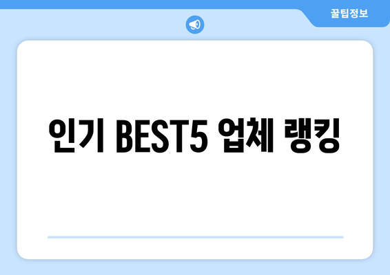 인기 BEST5 업체 랭킹