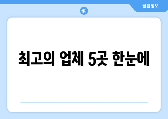 최고의 업체 5곳 한눈에