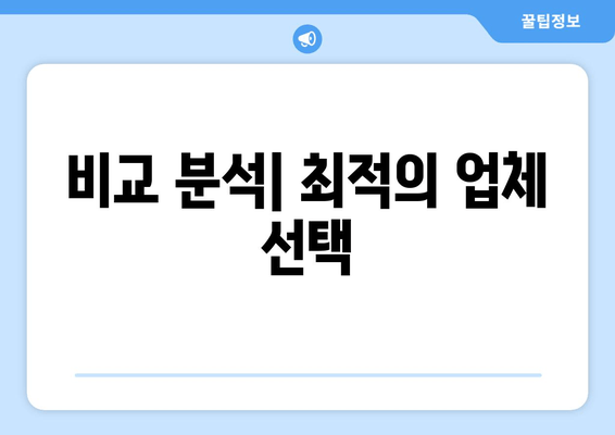 비교 분석| 최적의 업체 선택