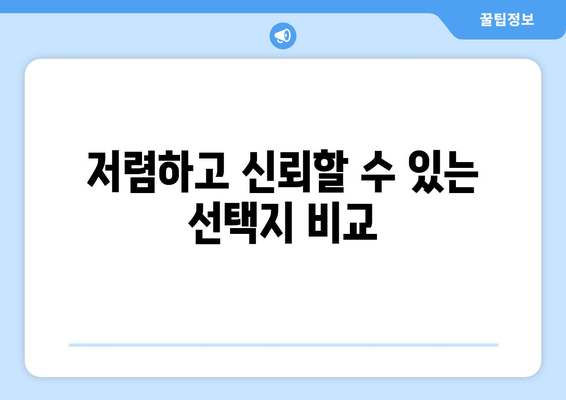 저렴하고 신뢰할 수 있는 선택지 비교