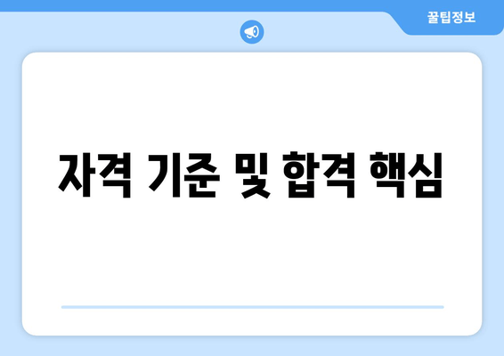 자격 기준 및 합격 핵심