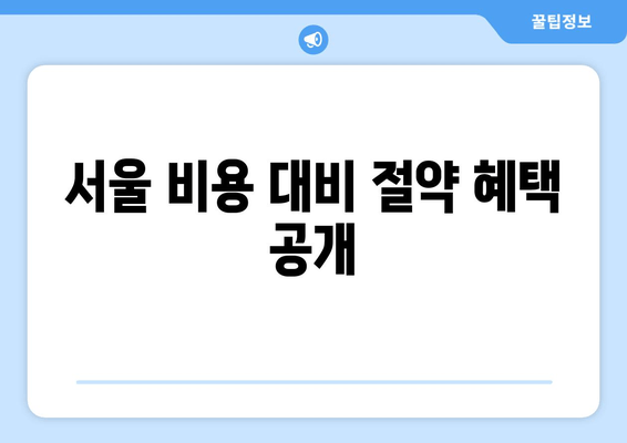 서울 비용 대비 절약 혜택 공개