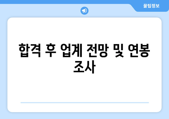 합격 후 업계 전망 및 연봉 조사