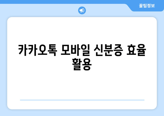 카카오톡 모바일 신분증 효율 활용