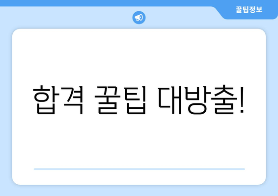 합격 꿀팁 대방출!