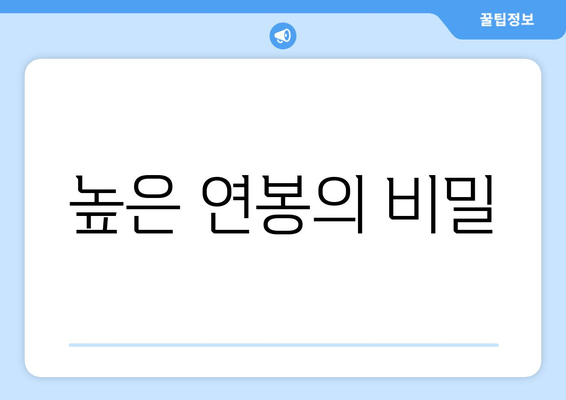 높은 연봉의 비밀