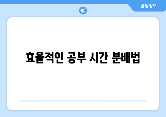 효율적인 공부 시간 분배법