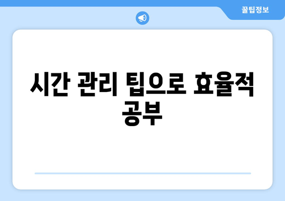 시간 관리 팁으로 효율적 공부