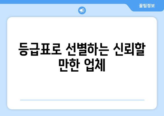 등급표로 선별하는 신뢰할 만한 업체