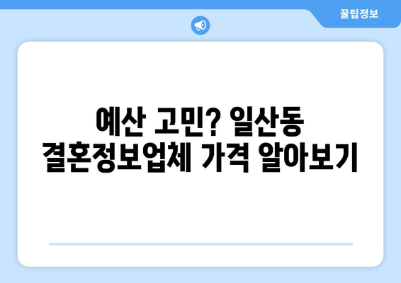 예산 고민? 일산동 결혼정보업체 가격 알아보기