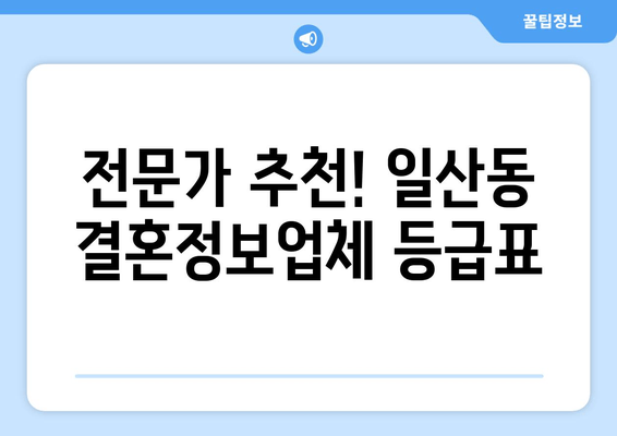 전문가 추천! 일산동 결혼정보업체 등급표