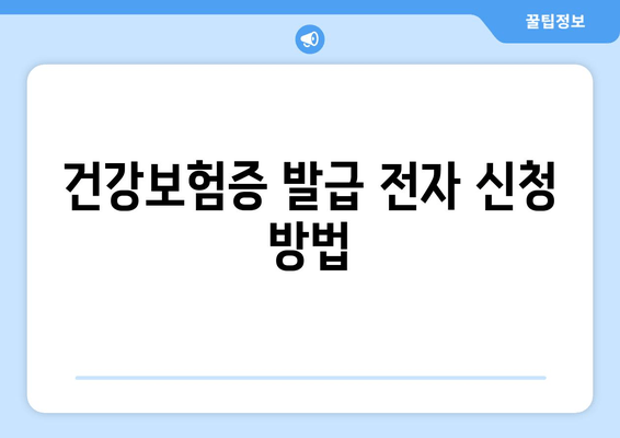 건강보험증 발급 전자 신청 방법