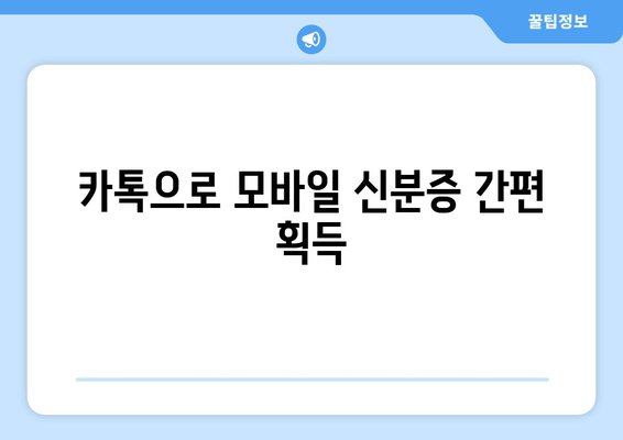 카톡으로 모바일 신분증 간편 획득