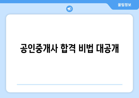 공인중개사 합격 비법 대공개