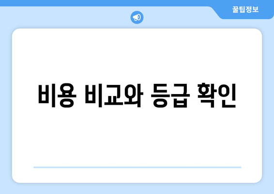 비용 비교와 등급 확인